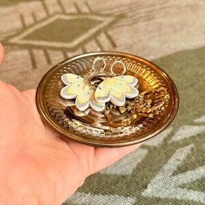 Small Bellini Silver Metal Trinket / Jewelry Tray / Ring Dish / Vanity Tray